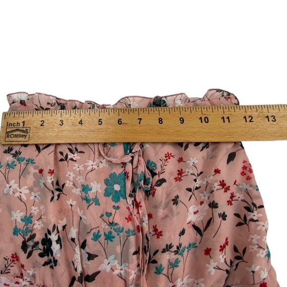 Zara Pink Floral Sleeveless Chiffon Shorts Romper Small - Picture 4 of 7